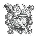 goat outer space helmet tattoo design idea