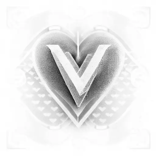 heart with letters M R K R tattoo design idea