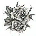 generate a tattoo of a rose sht by an arrow whilst bleeding and wraped in barbed wire tattoo design idea