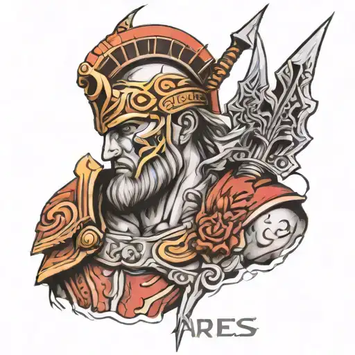 Ares is the Greek god of war tattoo design idea