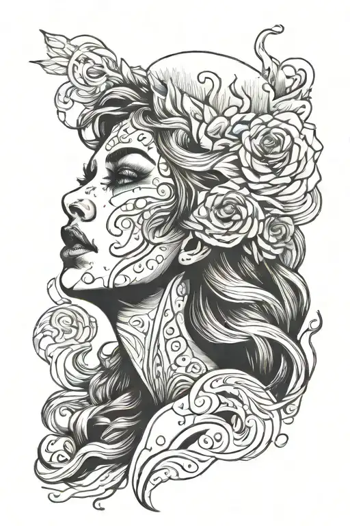 titan crying woman tattoo design idea