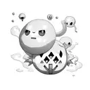 Drifloon, Yamask, Litwick, Phantump, Pumpkaboo, Mimikyu together in a place tattoo design idea