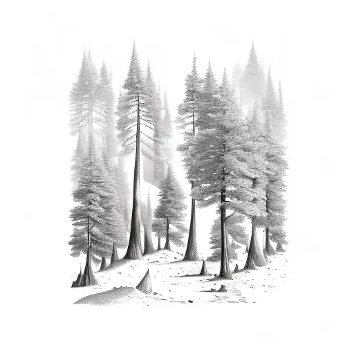 lion trees mountians fire tattoo design idea