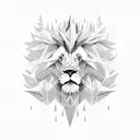 lion trees mountians fire  tattoo design idea