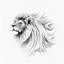 lion trees mountians fire  tattoo design idea