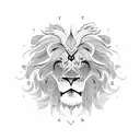 lion trees mountians fire  tattoo design idea