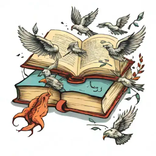 an open book with birds flying out on top tattoo design idea