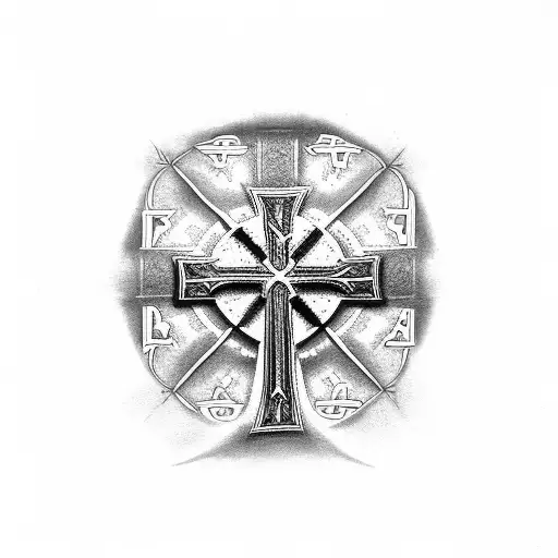 Catholic Cross with Roman Numeralsd tattoo design idea