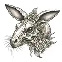 rabbit skull from the front with a teardrop rolling down one eye tattoo design idea