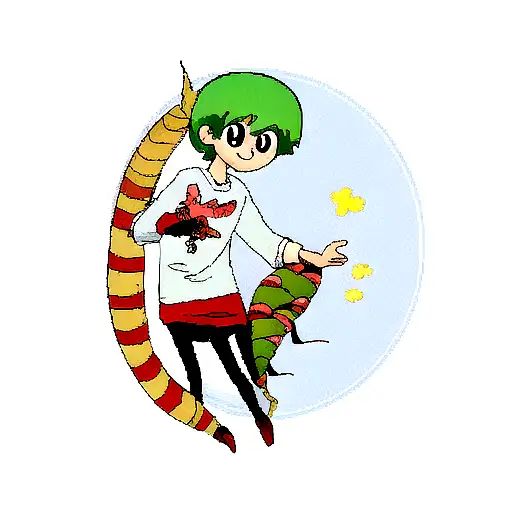 worm and man tattoo design idea