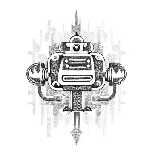 punk robot tattoo design idea