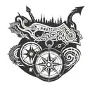A Broken Arrow, A Lock with a Broken Key, A compass tattoo design idea
