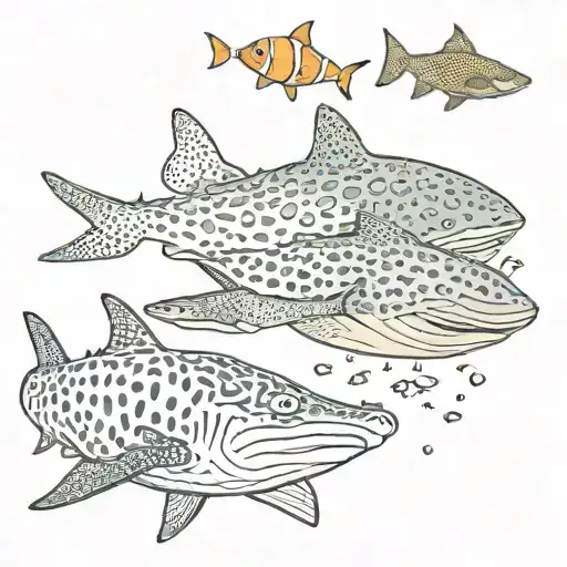 Sting Ray, Whale Shark, Clownfish tattoo design idea