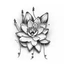 fine line spine tattoo with a water lily and a lily of the valley bouquet  tattoo design idea