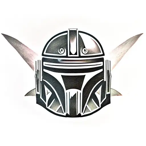 mandalorian helmet Batman cowl punisher skull tattoo design idea