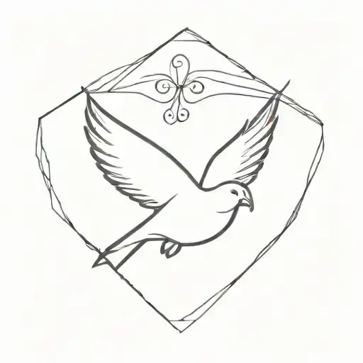 small v shape design with dove mid flight tattoo design idea