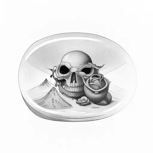 oval broke mirror tattoo design idea