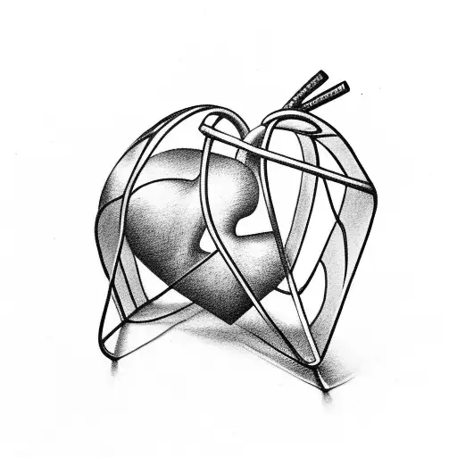 heart in cage tattoo design idea