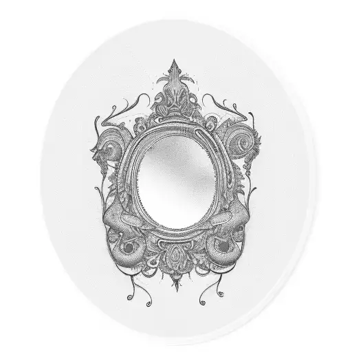 oval mirror tattoo design idea