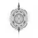 oval mirror tattoo design idea