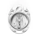 oval mirror tattoo design idea