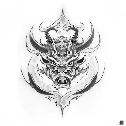 a japanese style demon  tattoo design idea