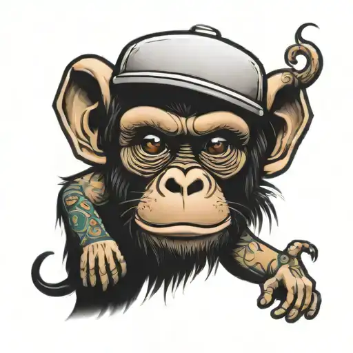 hip hop monkey tattoo design idea