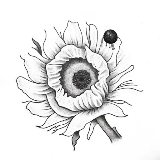 sunflowers bees poppy seed pods tattoo design idea