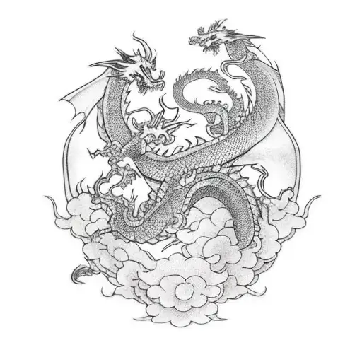 Sleeve with dragon, cherry blossoms, hannya mask and anatomical heart tattoo design idea