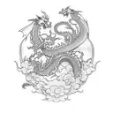 Sleeve with dragon, cherry blossoms, hannya mask and anatomical heart tattoo design idea