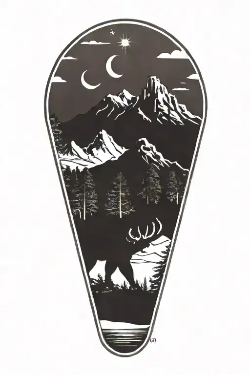 National park logos blended together in a minimalist tattoo design idea