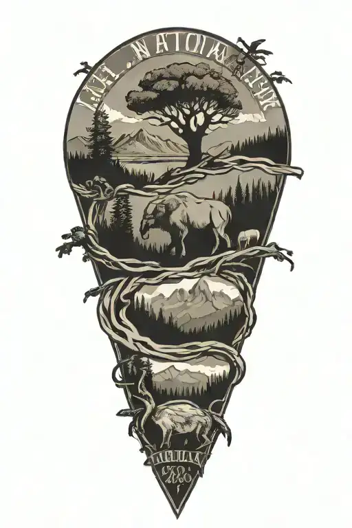 National park logos intertwined tattoo design idea
