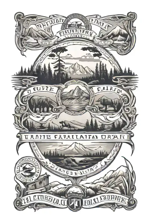 National park logos intertwined tattoo design idea