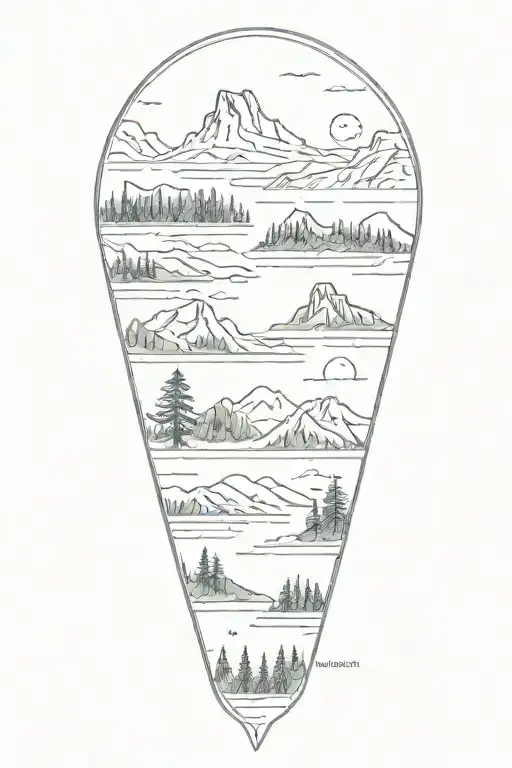 National park logos blended together in a minimalist tattoo design idea