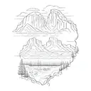 A sketch-style design featuring iconic elements from Yosemite, Bryce Canyon, Zion, Joshua Tree, Smokey Mountains, and the Blueridge Mountains tattoo design idea