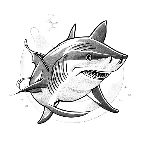 shark around an anchor tattoo design idea