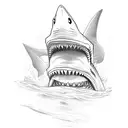shark around an anchor tattoo design idea