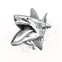 shark around an anchor tattoo design idea