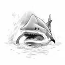 shark around an anchor tattoo design idea