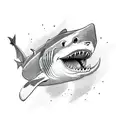 shark around an anchor tattoo design idea