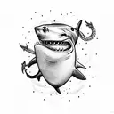 shark with anchor tattoo design idea