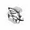 shark with anchor tattoo design idea