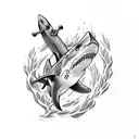 shark with anchor tattoo design idea