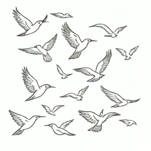 birds in flight tattoo design idea