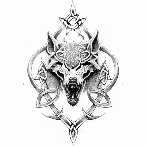 celtic fenrir tattoo design idea