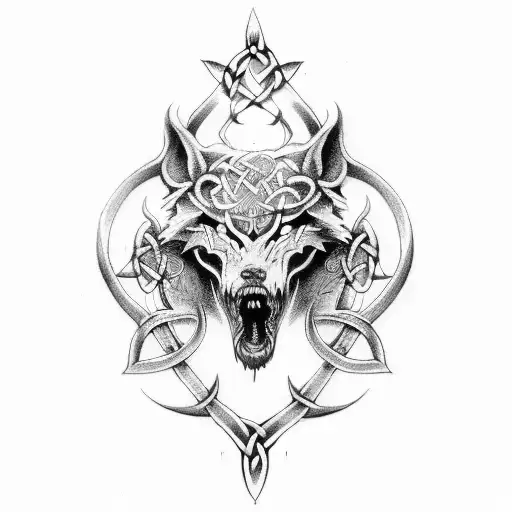celtic fenrir tattoo design idea