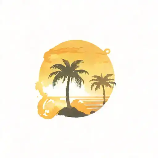 black palm tree with sunset mickey mouse background  tattoo design idea