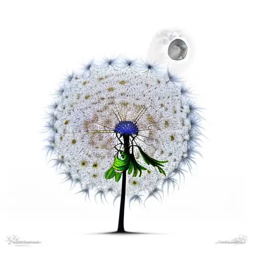 tree of life with the moon a dandelion and a mantis tattoo design idea