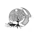 tree of life with a moon and a dandelion  tattoo design idea