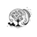tree of life with a moon and a dandelion  tattoo design idea